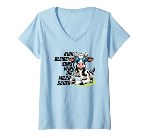 Damen kuh bleib sonst wird die Milch sauer T-Shirt mit V-Ausschnitt Damen kuh bleib sonst wird die Milch sauer T-Shirt mit V-Ausschnitt von lustige zitate über den bauernhof