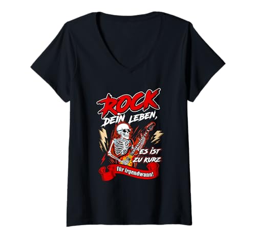 Damen Rock Dein Leben es ist zu kurz für irgendwann T-Shirt mit V-Ausschnitt Damen Rock Dein Leben es ist zu kurz für irgendwann T-Shirt mit V-Ausschnitt von lustige zitate über rockmusik