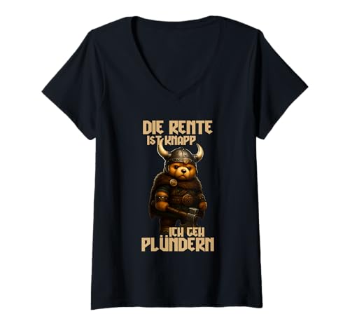 Damen die Rente ist knapp ich GEH plündern T-Shirt mit V-Ausschnitt Damen die Rente ist knapp ich GEH plündern T-Shirt mit V-Ausschnitt von lustigegermanhuyLLCquotes hoangsayingdeutschclub