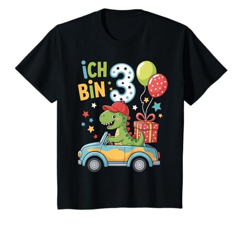 Kinder Kinder Dinosaurier 3.Geburtstag Junge Auto Dinosaurier Party 3 Jahre alt T-Shirt Kinder Kinder Dinosaurier 3.Geburtstag Junge Auto Dinosaurier Party 3 Jahre alt T-Shirt von lustiger 3 jahr Geburtstag dinosaurier