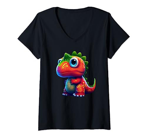 Damen Dinosaurier TRex Tyrannosaurus Lustiger Dino T-Shirt mit V-Ausschnitt Damen Dinosaurier TRex Tyrannosaurus Lustiger Dino T-Shirt mit V-Ausschnitt von lustiger Dinosaurier TRex Tyrannosaurus Dino