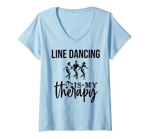 Damen Line Dance ist meine Therapie T-Shirt mit V-Ausschnitt Damen Line Dance ist meine Therapie T-Shirt mit V-Ausschnitt von lustiger Line Dance