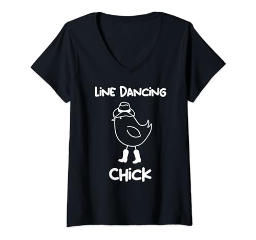 Damen lustiges Line-Dance-Küken T-Shirt mit V-Ausschnitt Damen lustiges Line-Dance-Küken T-Shirt mit V-Ausschnitt von lustiger Line Dance