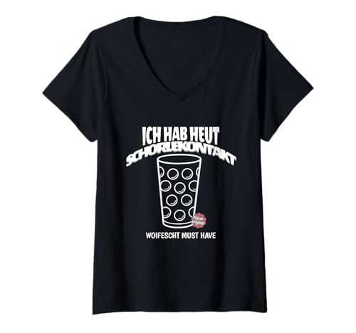 Damen Schobbekontakt Dubbeglas Schorle Riesling Pfalz pälzer T-Shirt mit V-Ausschnitt Damen Schobbekontakt Dubbeglas Schorle Riesling Pfalz pälzer T-Shirt mit V-Ausschnitt von lustiger Pfälzer Spruch für Weinfest & Schorle
