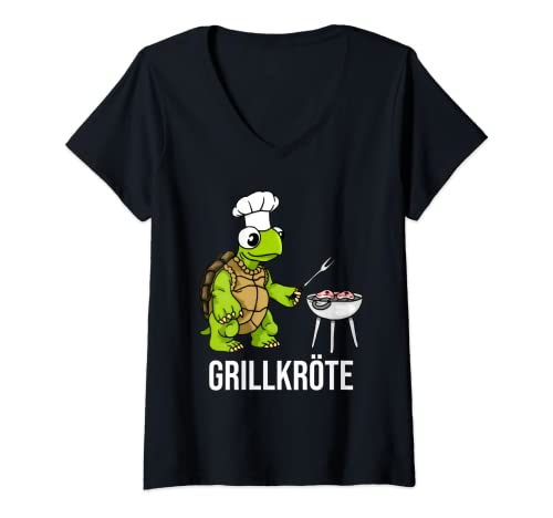 Damen grillkröte T-Shirt mit V-Ausschnitt Damen grillkröte T-Shirt mit V-Ausschnitt von lustiger cooking deutschchefpremiumsbr