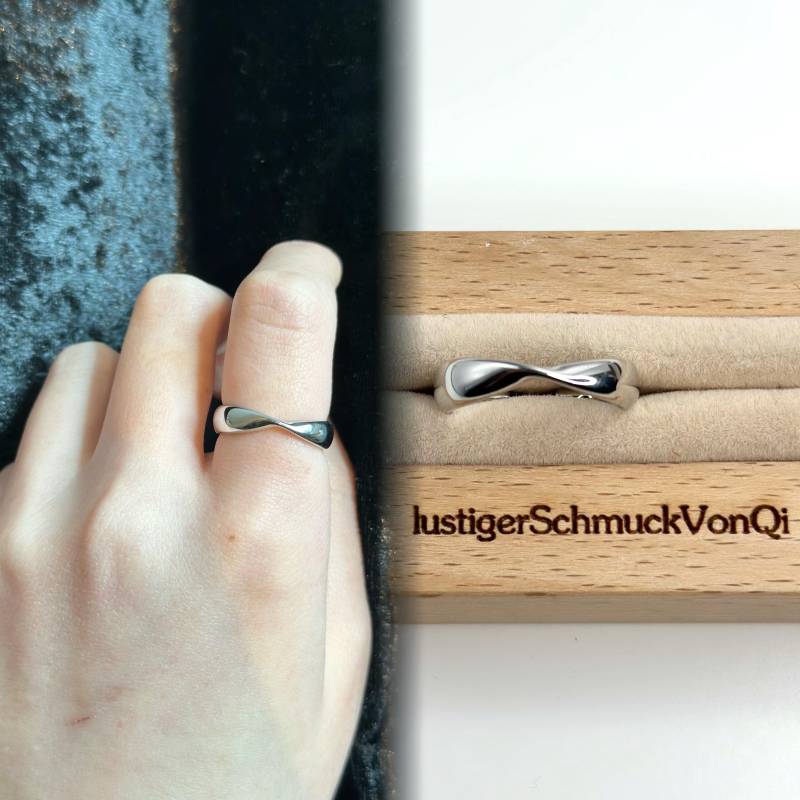 Minimalist Sterling Silver Open Ring | Adjustable Unisex Band Simple Stackable Modern Dainty Jewelry Gift For Her & Him von lustigerSchmuckVonQi