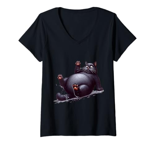 Damen Design für Weihnachten Katzenliebhaber Chistbaum Beleuchtung T-Shirt mit V-Ausschnitt Damen Design für Weihnachten Katzenliebhaber Chistbaum Beleuchtung T-Shirt mit V-Ausschnitt von lustiges Design für Katzen und Kätzchen Fans
