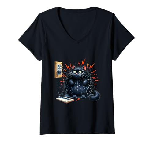 Damen Design für Weihnachten Katzenliebhaber Chistbaum Beleuchtung T-Shirt mit V-Ausschnitt Damen Design für Weihnachten Katzenliebhaber Chistbaum Beleuchtung T-Shirt mit V-Ausschnitt von lustiges Design für Katzen und Kätzchen Fans