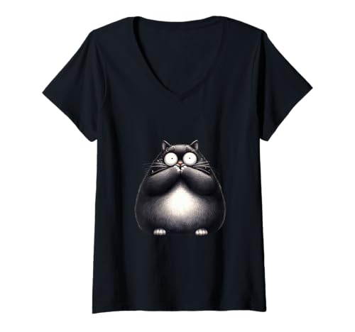 Damen Design für Weihnachten Katzenliebhaber Chistbaum Beleuchtung T-Shirt mit V-Ausschnitt Damen Design für Weihnachten Katzenliebhaber Chistbaum Beleuchtung T-Shirt mit V-Ausschnitt von lustiges Design für Katzen und Kätzchen Fans