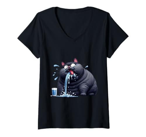 Damen Design für Weihnachten Katzenliebhaber Chistbaum Beleuchtung T-Shirt mit V-Ausschnitt Damen Design für Weihnachten Katzenliebhaber Chistbaum Beleuchtung T-Shirt mit V-Ausschnitt von lustiges Design für Katzen und Kätzchen Fans