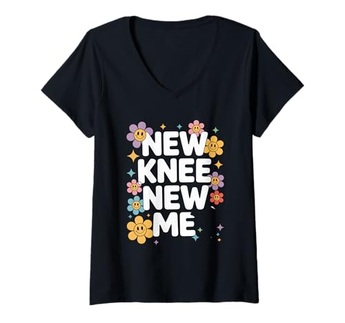 Damen Knieersatz Erholung Erholung Kniechirurgie Genesung T-Shirt mit V-Ausschnitt Damen Knieersatz Erholung Erholung Kniechirurgie Genesung T-Shirt mit V-Ausschnitt von lustiges Knieersatz Erholungsknie