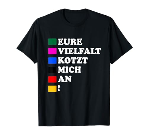 lustiges Zitat Eure Vielfalt Kotzt Mich An! lustig Damen T-Shirt Schwarz S Trendy Klassisch Halbarm Rebellisches Design mit einzigartigem Spruch lustiges Zitat Eure Vielfalt Kotzt Mich An! lustig Damen T-Shirt Schwarz S Trendy Klassisch Halbarm Rebellisches Design mit einzigartigem Spruch von lustiges Zitat
