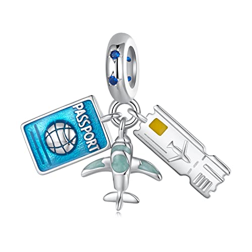 Blauer Reisepass Charm Sterling Silber Flugzeug Charm Flug Charm Travel Charm passt Pandora Charm Armband von luvhaha