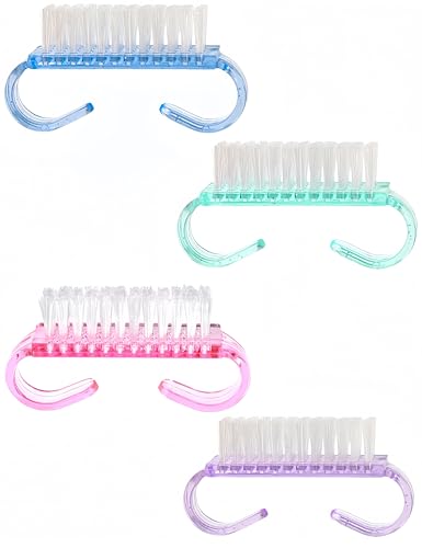 luvilly Nagelbürste mit Griff, Nagelbürste zur Reinigung von Fingernägeln, Pedikürebürsten für Zehen und Nägel, für Männer und Frauen (1 Blau + 1 Grün + 1 Rosa + 1 Violett) von luvilly