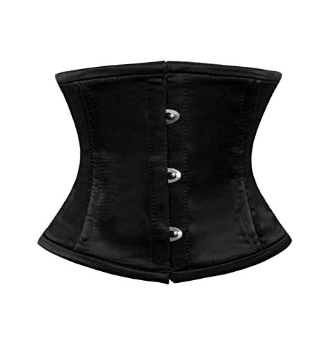 Luvsecretlingerie Strapazierfähige 18/26 Doppelte Stahlstäbchen Taille Training Cincher Waspie Unterbrust Enge Shaper Korsett, Schwarzer Satin (Für Kurze Torso-Fit, 22 cm Torso-Länge) von luvsecretlingerie