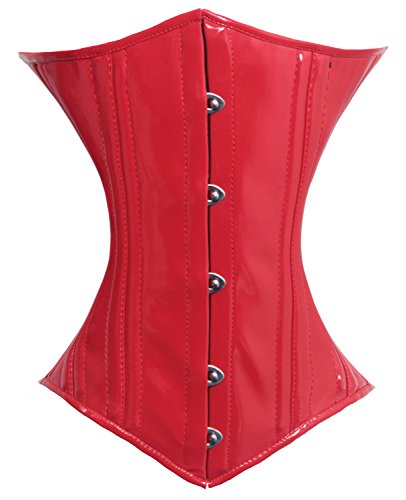 luvsecretlingerie Damen Taillentraining Schwerlast 26 Doppelt Stahl Knochen Unterbrust Korsett Steampunk PVC Corsage #8523-PVC von luvsecretlingerie