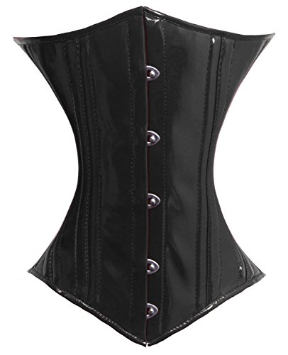 luvsecretlingerie Damen Taillentraining Schwerlast 26 Doppelt Stahl Knochen Unterbrust Korsett Steampunk PVC Corsage #8523-PVC von luvsecretlingerie