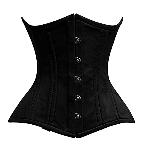 luvsecretlingerie Damen Taillentraining Schwerlast Doppelt Stahl Knochen Unterbrust Korsett Steampunk Gothic Baumwolle Corsage #8801-TC von luvsecretlingerie