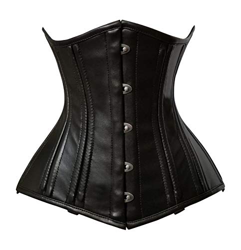 luvsecretlingerie Damen Taillentraining Schwerlast Doppelt Stahl Knochen Unterbrust Korsett Steampunk Gothic Leder Corsage #8801-LE von luvsecretlingerie