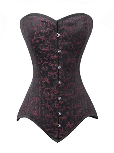 luvsecretlingerie Damen Taillentraining Schwerlast Doppelt Stahl Knochen Vollbrustkorsett Steampunk Brokat Corsage #8151-BRO von luvsecretlingerie