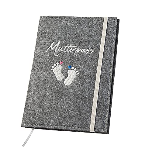 luxdag Mutterpasshülle mit Gummiband aus Filz (Farbe & Stickerei wählbar) - Hülle für Mutterpass & Impfpass - Organizer - Geschenk für werdende Mütter… von luxdag