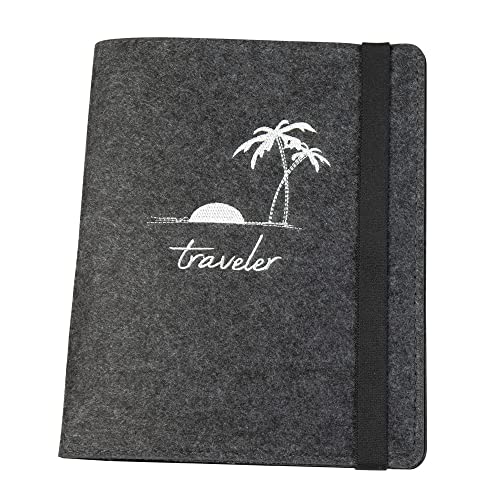 luxdag Reisepasshülle aus Filz mit Gummiband (Farbe & Stickerei wählbar) - Reiseorganizer für Reisepass, Personalausweis, Tickets & Kreditkarte - Ausweistasche für unterwegs - Reisepassetui von luxdag