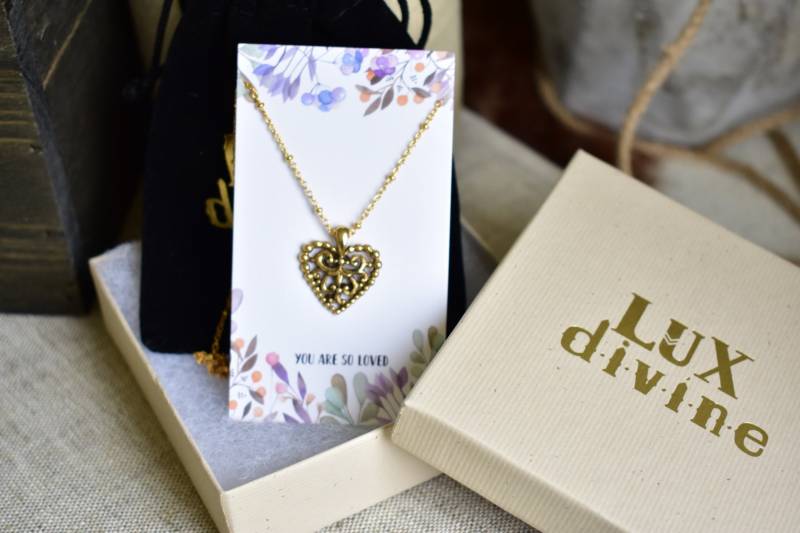 Gold Herz Anhänger Halskette Beileid Geschenk Für Verlust Gold Herz Anhänger Halskette Beileid Geschenk Für Verlust von luxdivine