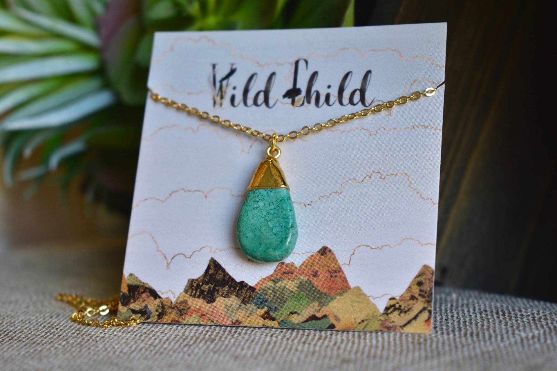 Boho Geschenk Grußkarte Geschenk, Türkis Teardrop Halskette von luxdivine