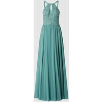 Luxuar Abendkleid aus Chiffon mit Ziersteinen in Mint, Größe 38 von luxuar