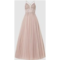 Luxuar Abendkleid aus Tüll mit Strasssteinen in Mauve, Größe 40 von luxuar
