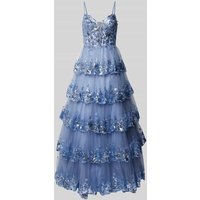 Luxuar Abendkleid im Stufen-Look in Rauchblau, Größe 42 von luxuar