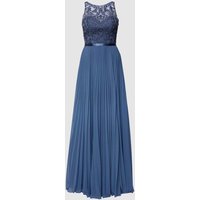 Luxuar Abendkleid in Maxilänge mit floraler Spitze in Blau, Größe 36 von luxuar