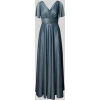 Luxuar Abendkleid in schimmerndem Design in Rauchblau, Größe 32 von luxuar