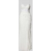 Luxuar Abendkleid mit Fransen in Offwhite, Größe 38 von luxuar