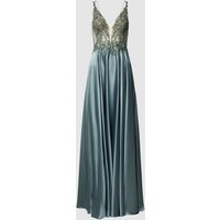 Luxuar Abendkleid mit Paillettenbesatz in Silber, Größe 40 von luxuar