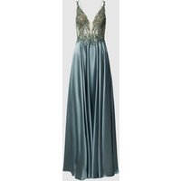 Luxuar Abendkleid mit Paillettenbesatz in Silber, Größe 44 von luxuar