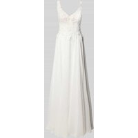 Luxuar Abendkleid mit Spitze und Perlen in Offwhite, Größe 32 Luxuar Abendkleid mit Spitze und Perlen in Offwhite, Größe 32 von luxuar