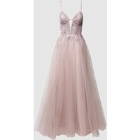 Luxuar Abendkleid mit Spitzenbesatz in Mauve, Größe 38 von luxuar