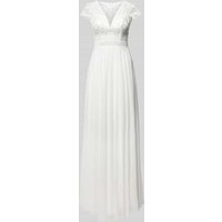 Luxuar Abendkleid mit Spitzenbesatz in Offwhite, Größe 34 von luxuar