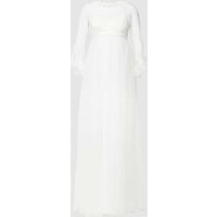 Luxuar Abendkleid mit Spitzenbesatz in Offwhite, Größe 40 von luxuar