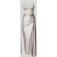 Luxuar Abendkleid mit Strasssteinbesatz in Silber, Größe 40 Luxuar Abendkleid mit Strasssteinbesatz in Silber, Größe 40 von luxuar