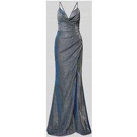 Luxuar A-Linien Abendkleid mit Wasserfall Ausschnitt in Marine, Größe 38 von luxuar