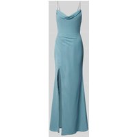 Luxuar Abendkleid mit Wasserfall-Ausschnitt in Ocean, Größe 42 von luxuar