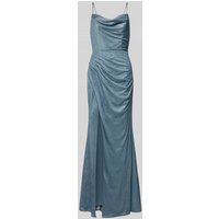 Luxuar Abendkleid mit Wasserfall-Ausschnitt in Rauchblau, Größe 32 von luxuar