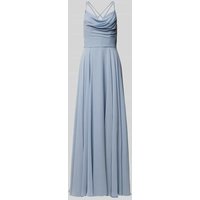 Luxuar Abendkleid mit Wasserfall-Ausschnitt in Rauchblau, Größe 44 von luxuar