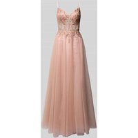 Luxuar Abendkleid mit Ziersteinbesatz in Apricot, Größe 38 von luxuar