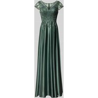 Luxuar Tailliertes Abendkleid mit Spitzen- und Ziersteinbesatz in Dunkelgruen, Größe 38 Luxuar Tailliertes Abendkleid mit Spitzen- und Ziersteinbesatz in Dunkelgruen, Größe 38 von luxuar