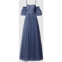 Luxuar Abendkleid mit Ziersteinbesatz in Rauchblau, Größe 32 von luxuar
