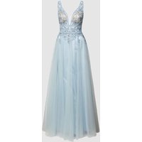 Luxuar Abendkleid mit floraler Spitze in Hellblau, Größe 36 von luxuar