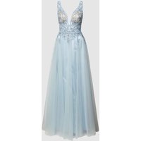 Luxuar Abendkleid mit floraler Spitze in Hellblau, Größe 40 von luxuar